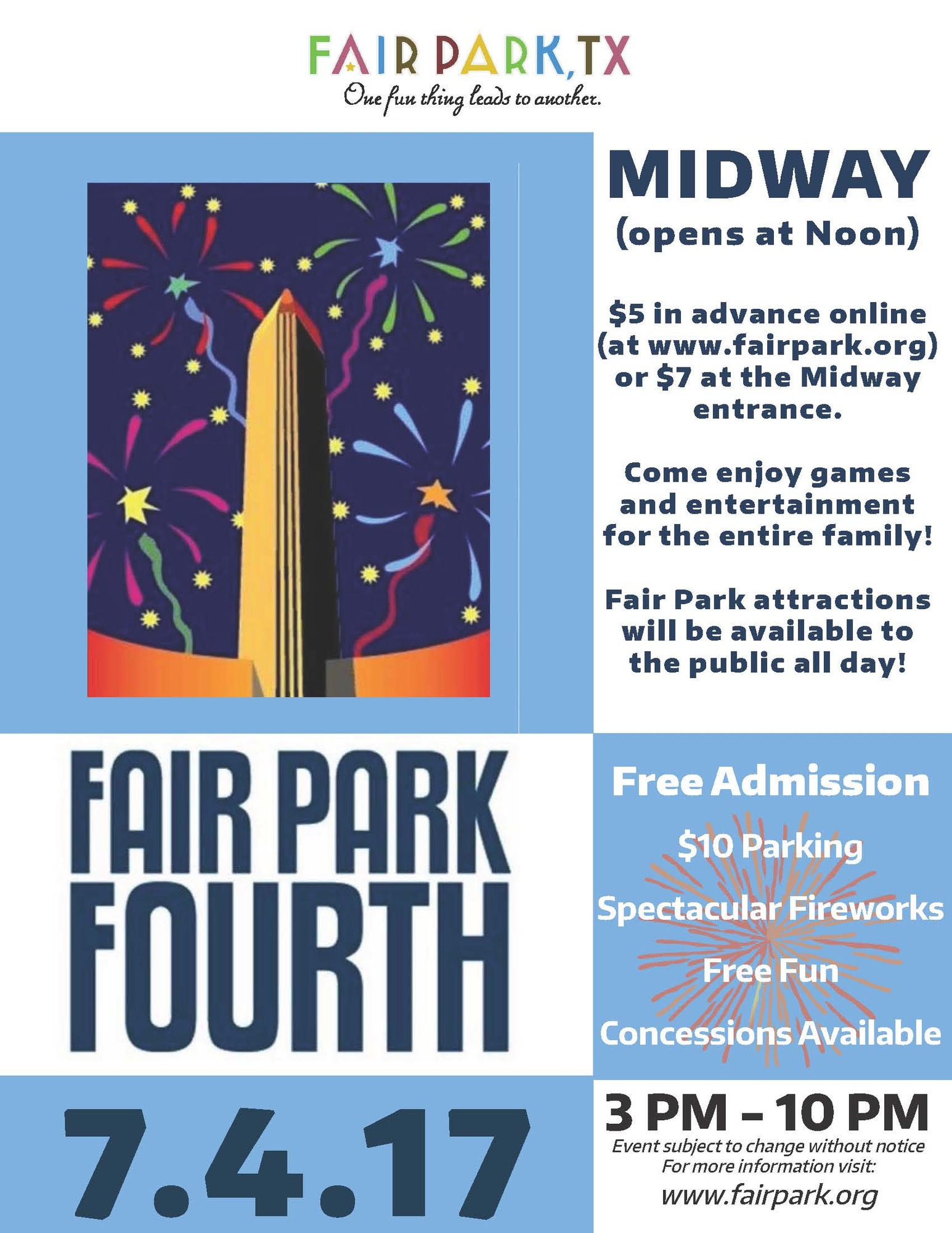 Celebrate July 4th at Fair Park Fourth! Free Admission