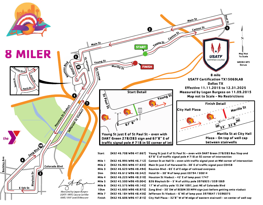 2017 YMCA Turkey Trot 8 Mile Map