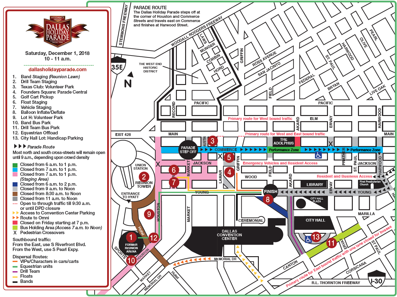 Dallas Holiday Parade Map