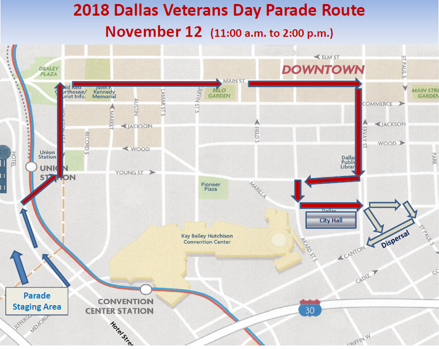 2019 Greater Dallas Veterans Day Parade Map