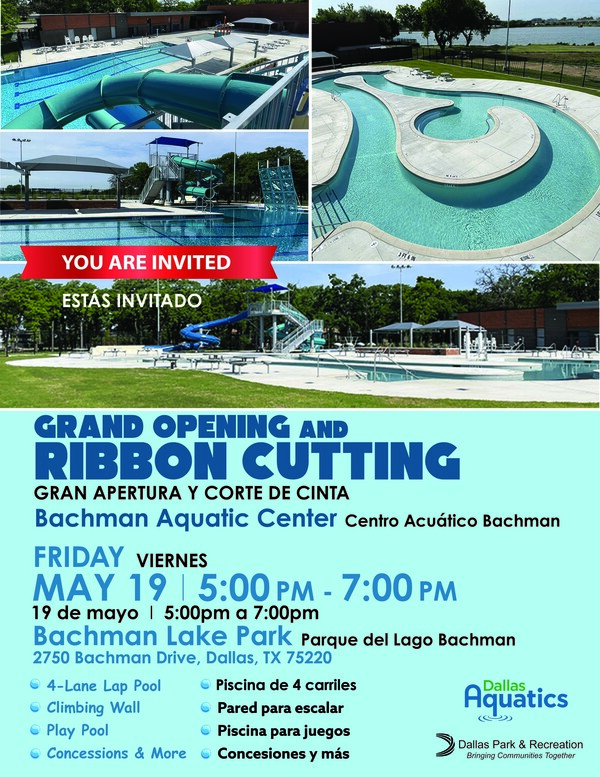 News Advisory: Dallas welcomes city's 9th aquatic facility to Bachman Lake