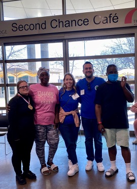 Council Member Bazaldua at the Karaoke event with the Friends of OHS at the Bridge Homeless Recovery Center