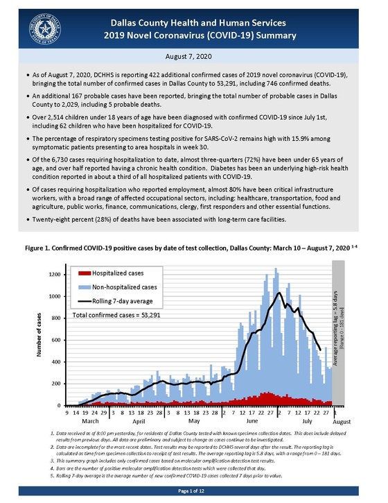 COVID-19 Summary, 8/7/20