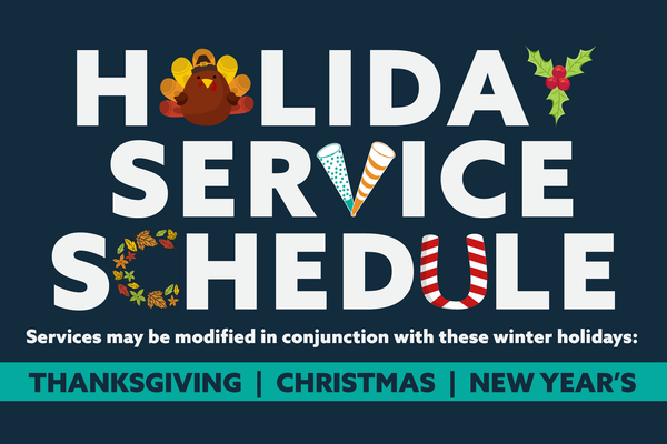 Holiday Service Schedule email graphic