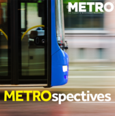 Front of bus with text "METROSpectives"