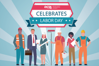 Illustration of a variety of workers with text "DCTA celebrated Labor Day"