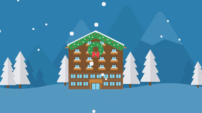 Snowing GIF. Text reads "no DCTA service on Christmas Day. View the full schedule at RideDCTA.net/holiday"