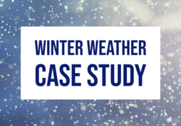 Snow graphic with text "winter weather case study"