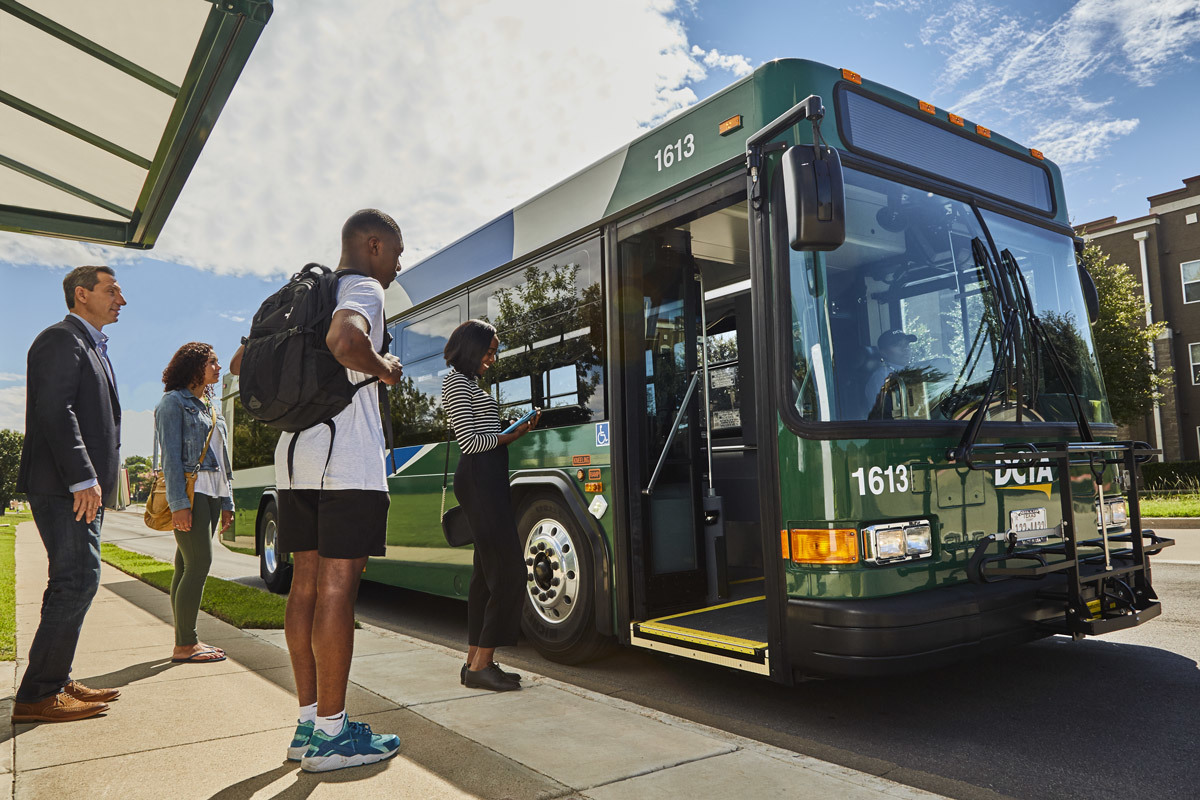 student waiting for the bus