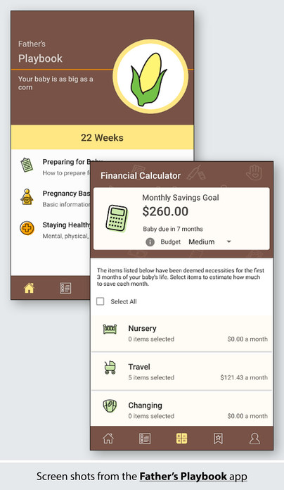 Screen shots from Father's Playbook app