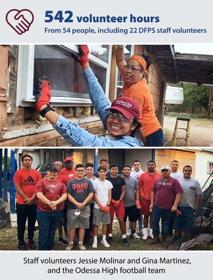 542 volunteer hours from 54 people, including 22 DFPS staff volunteers