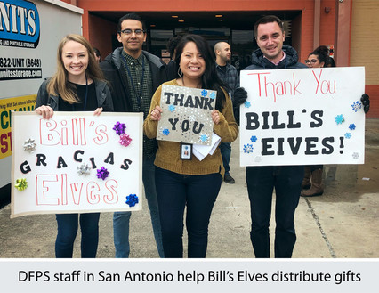 DFPS staff in San Antonio help Bill's Elves collect gifts