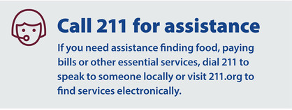 Call 2-1-1 for assistance