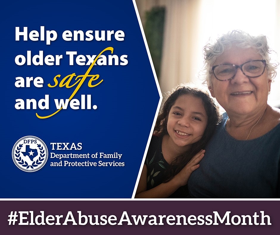 Image of older woman and child for elder abuse awareness month.