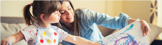 Mom and Young Daughter Painting
