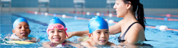 Kids in swimming lessons