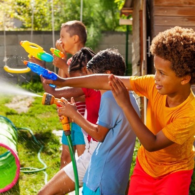 Kids having fun with Water Guns