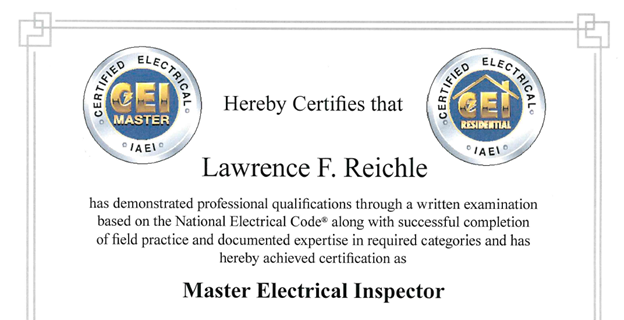 larry reichle certificate
