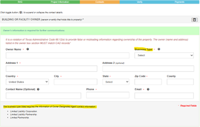 incorporation information screenshot