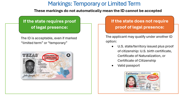 Temporary or Limited Term ID