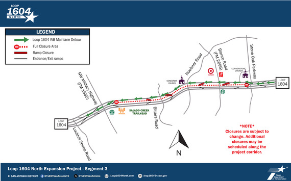 Loop 1604 North Expansion Project | Major Closure Notices