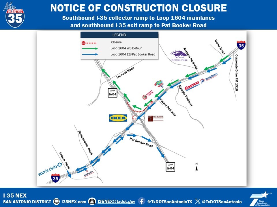 I-35 collector ramp 1604 map