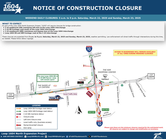 Loop 1604 North Expansion Project | Weekend Closures (3/21