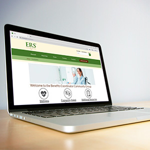 Benefits Coordinator Community Group (BCCG) landing page on a laptop