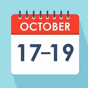 Calendar icon with October 17 - 19 on the page