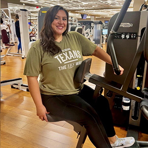 Jennifer Thomspon on gym equipment
