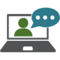 Icon of person presenting on a webinar