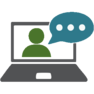 Icon of person presenting on a webinar