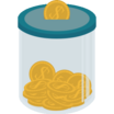 Tip jar with coins in it