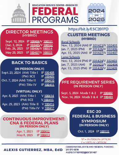 2024-2025 Federal Programs Director Meetings Flyer