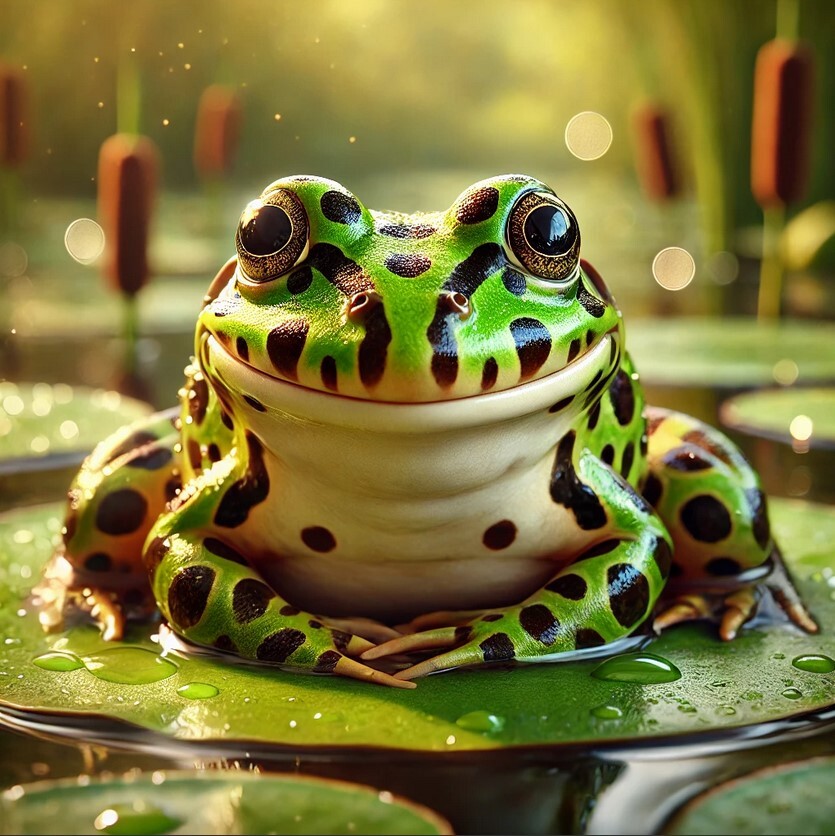 smiling leopard frog