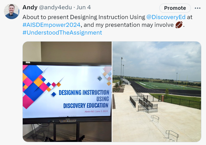 screenshot of Twitter post about training in Aledo
