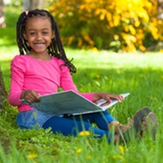 Child reading a book