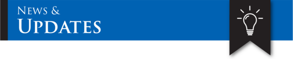 "News and Updates" on a blue banner with a lightbulb icon to the right