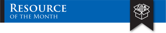 "Resource of the Month" on a blue banner with a toolbox icon to the right