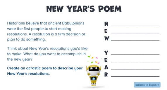 new year's resolution acrostic poem exercise