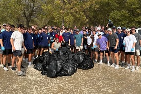 Volunteers from TCU's Phi Gamma Delta removed 500 pounds of litter from Marine Creek Lake.