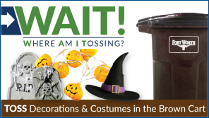 Reuse Halloween costumes and decorations, or toss them in the brown garbage cart.