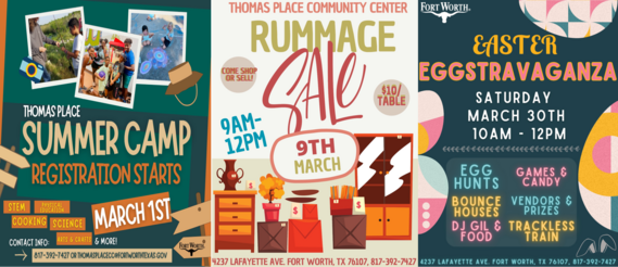 Thomas Place Community Center Events March 2024
