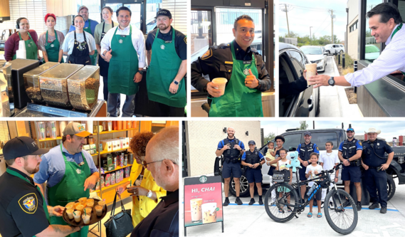Starbucks coffee with a cop
