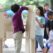 Kids playing at summer kickoff event