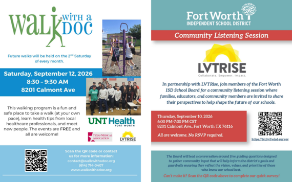 Walk with a Doc and FWISD Community Listening Session Sept. 2026 Collage#1