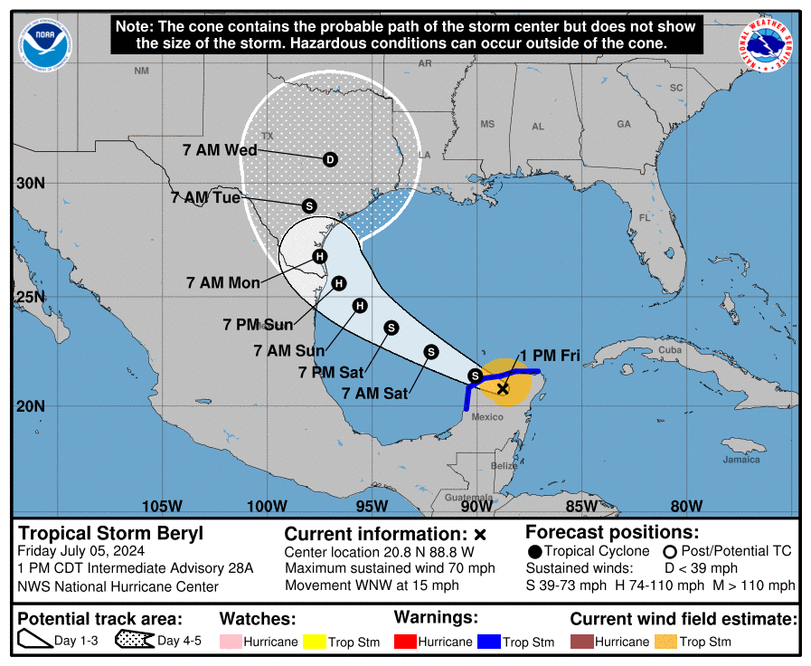 Beryl 1 pm update from NHC