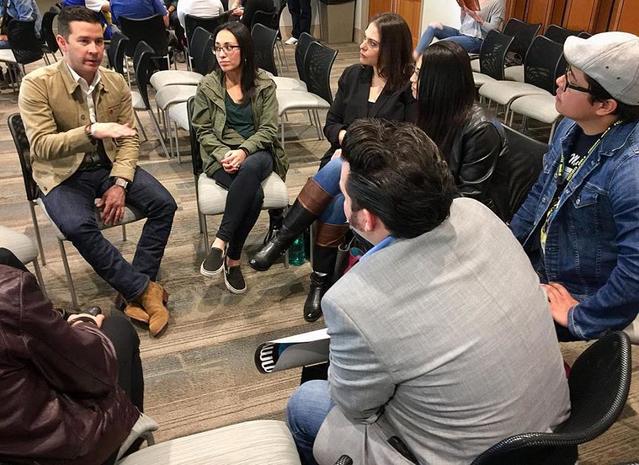 TMO Director Brendon Anthony speaking to students at UTSA's Music Biz Day