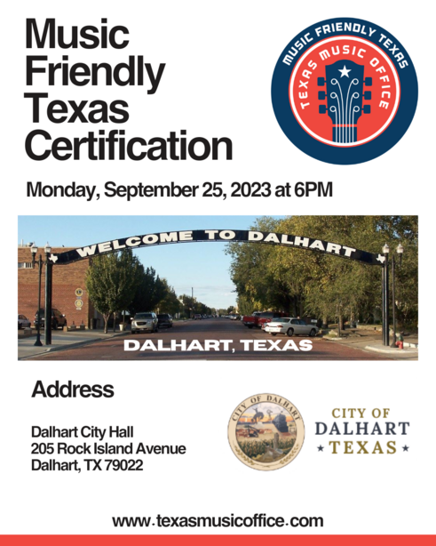 Dalhart Designated Music Friendly Texas Certified Community