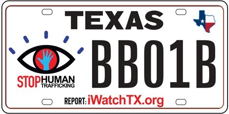 Texas License Plate to report human trafficking